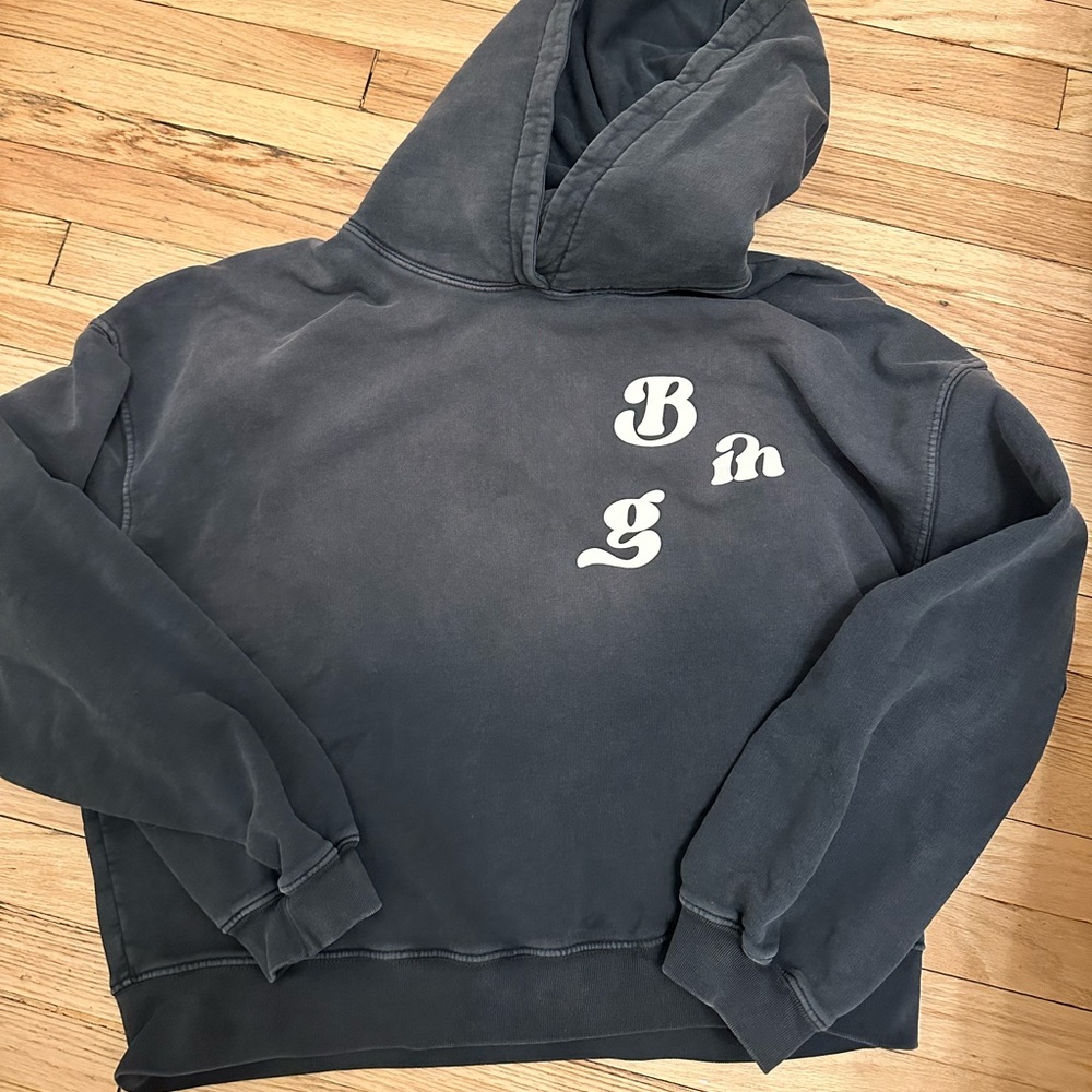 Anine Bing Gray Hoodie with White Logo